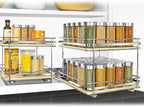 LYNK PROFESSIONAL® Élite™ Pull Out Spice Organization for Cabinets - 10-3/8 inch Wide – Spice Rack for Inside Cabinets – Wood/Chrome - Sliding Spice Rack Organizer for cabinet – Spice Rack - 2 Tier