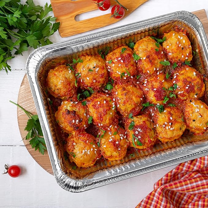 NYHI 9x13 Aluminum Pans With Lids, Disposable Half Size Steam Table Foil Pans for Catering, Baking, Roasting, Buffet Trays, Food Containers – (10 Pack)