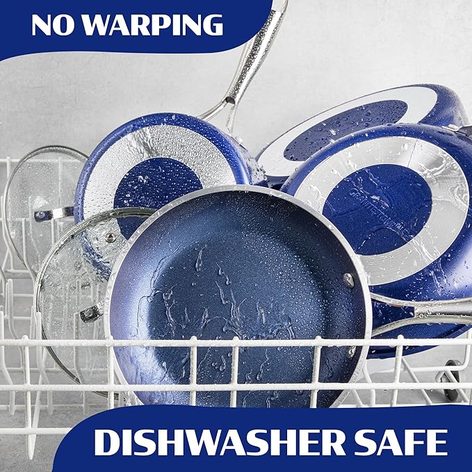 Granitestone Ceraluxe 20 Pc Ceramic Cookware Set Nonstick, Complete Pots and Pans Set Non Stick with 5 Pc Bakeware Set, Deep Frying Pan Set, & Steamer, Non Toxic PFOA Free, Oven & Dishwasher Safe