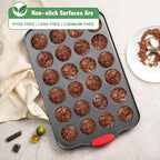 Tiawudi Mini Muffin Pan, 24 Cavity Cupcake Pan, Nonstick Baking Pan, Heavy Duty Small Muffin Tin with Silicone Grip Handles, Set of 2