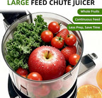 Cold Press Juicer Machines, Slow Masticating Juicer with Large Chute, Self-Feeding Juice Extractor for Whole Fruits & Vegetables, 98% Juice Yield, Quiet & Easy to Clean, Black