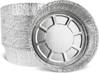 PLASTICPRO 8'' Inch Round Tin Foil Pans Disposable Aluminum, Deep Freezer & Oven Safe - For Baking, Cooking, Storage, Roasting, & Reheating, Pack of 50