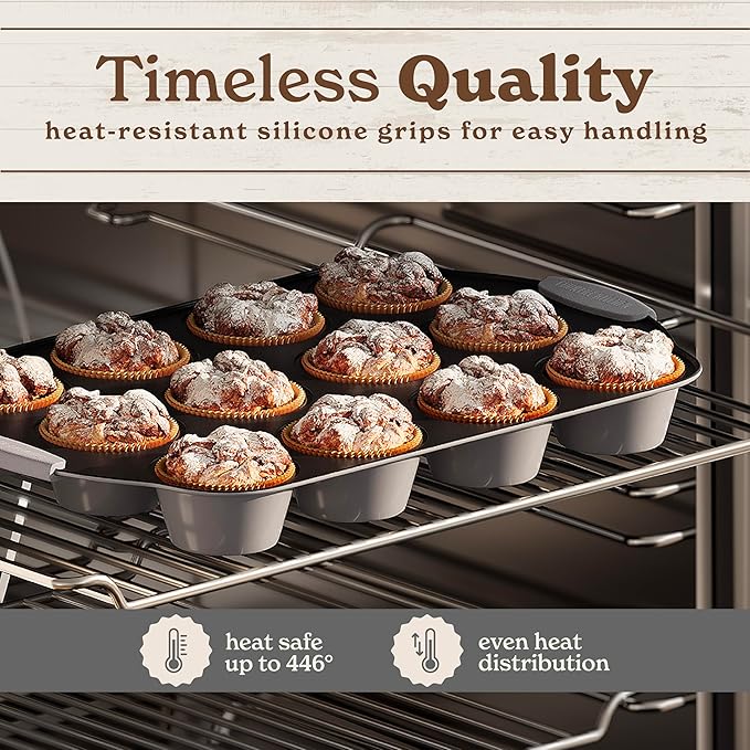 Country Kitchen Nonstick Stackable Bakeware Set - Heavy Duty, Durable, Easy Release Baking Set, Grey, 10 Pcs