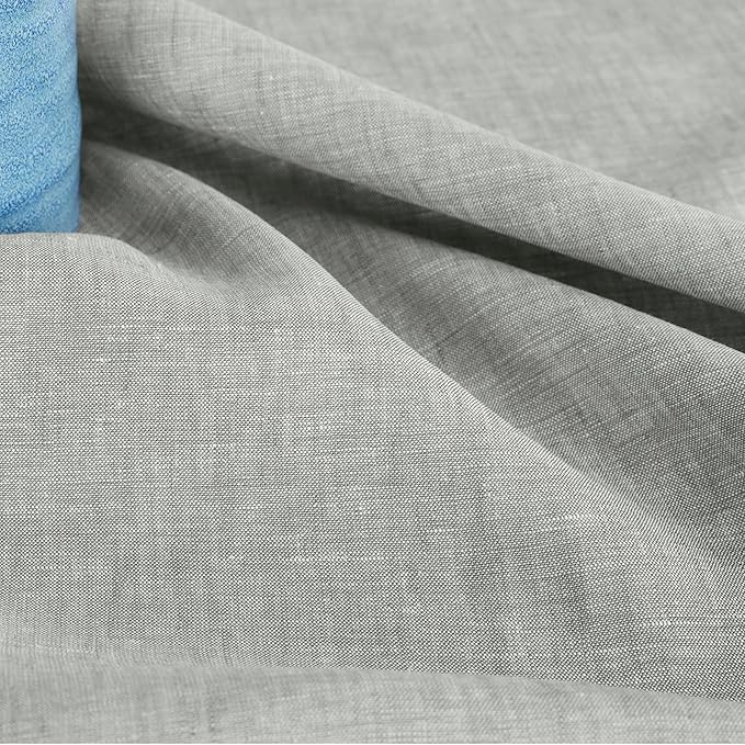 Solino Home Linen Cloth Placemats Set of 4-100% Pure Linen Chambray Grey Placemats 14 x 19 Inch - Athena
