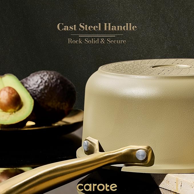 CAROTE 2Qt & 3Qt Nonstick Sauce Pan Set, Saucepan with Durable Cast Steel Handle, Oven-Safe, PFOS PFOA Free, Compatible with Gas/Electric/Induction Stovetops, Dishwasher Safe, Aluminum