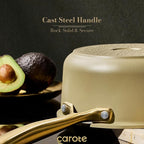 CAROTE 2Qt & 3Qt Nonstick Sauce Pan Set, Saucepan with Durable Cast Steel Handle, Oven-Safe, PFOS PFOA Free, Compatible with Gas/Electric/Induction Stovetops, Dishwasher Safe, Aluminum
