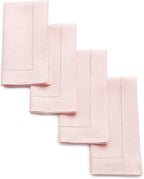 Solino Home Pink Linen Napkins Set of 4-100% Pure Linen Hemstitch Dinner Napkins 20 x 20 Inch for Valentines - Classic Hemstitch