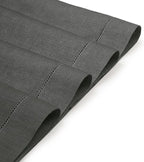 D'Moksha Homes Linen Placemats Set of 4 - Classic Hemstitch Charcoal Grey Placemats 14 x 19 Inch - 100% Pure Linen Table Mats for Holiday, New Year - Handcrafted and Machine Washable