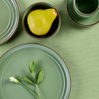 Solino Home Linen Tablecloth 52 x 52 Inch - 100% Pure Linen Laurel Green Square Tablecloth - Fete, Machine Washable Table Throw