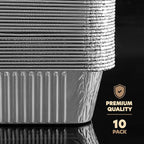 PLASTICPRO 10 Pack Aluminum Pans 12.5'' x 9" Disposable Pans with Covers Heavy Duty 8 lb Foil Pans for Baking and Cooking