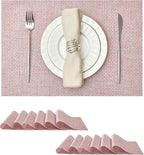 Leetaltree Luxury Pink Iridescent Placemats Set of 12 - Waterproof Washable for Wedding, Anniversary, Festive and Daily Use - Sparkling Table Mats Table Decor - Hand-Cut