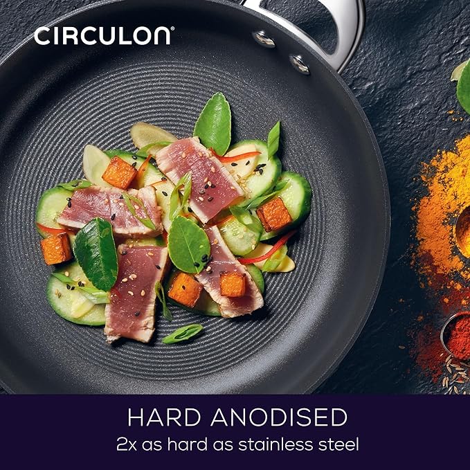 Circulon Symmetry Hard Anodized Nonstick Induction Frying Pan Twin Pack, 10-Inch and 12-Inch, Pan Sets for Cooking Nonstick, Black