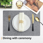 Homaxy Cloths Placemats for Dining Table Set of 6, Heat Resistant Washable Cotton Linen Blend Table Mats, Easy to Clean Place Mats for Indoor Outdoor Party Kitchen Decoration, 13" x 19", Dark Grey