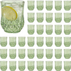 40 Pack Plastic Stemless Wine Glasses,12oz Unbreakable Vintage Elegant Drinking Glass Set,Reusable Fancy Cocktail Cups for Party, Wedding, and Bulk Events (40, 12oz-Sage Green)