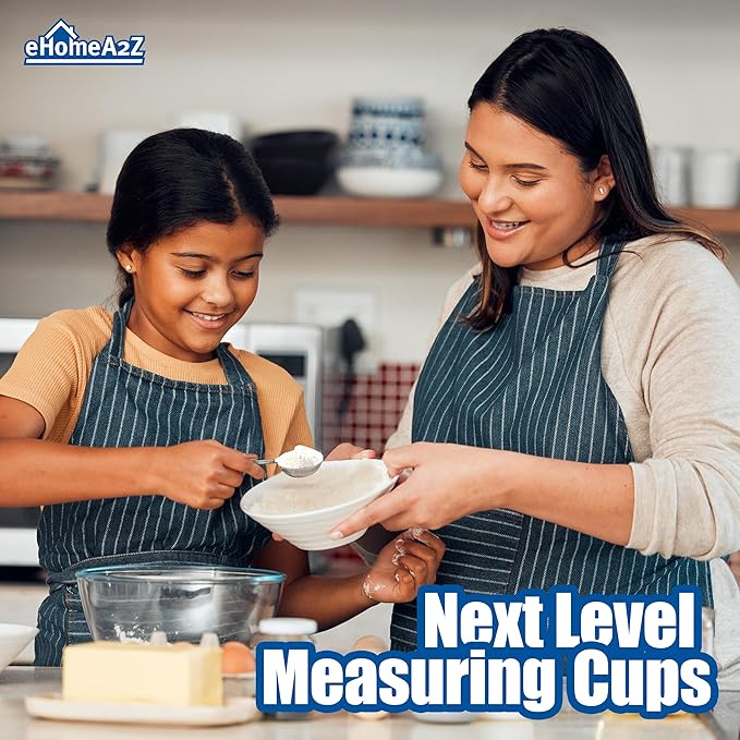 EHOMEA2Z 5-Piece Stainless Steel Measuring Spoon Set for Cooking and Baking, Heavy Duty, Fits in Spice Jars, Accurate for Dry and Liquid Ingredients