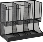 Mind Reader Multipurpose Countertop Organizer, Office Breakrooms, Cup and Condiment Station, Metal Mesh, Black