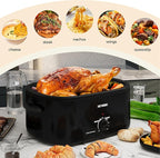 28 Quart Electric Roaster Oven with Visible & Self-Basting Lid, Large Turkey Roaster with Defrost Warm Function, Adjustable Temperature, Removable Pan Rack, Stainless Steel, Black