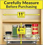 LYNK PROFESSIONAL® Élite™ Pull Out Spice Organization for Cabinets - 10-3/8 inch Wide – Spice Rack for Inside Cabinets – Wood/Chrome - Sliding Spice Rack Organizer for cabinet – Spice Rack - 1 Tier