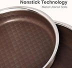 CAROTE 22PCS Stainless Steel Cookware Set with Detachable Handle, Ceramic Hybrid Nonstick Pots and Pans Set, Titanium Cookware, Stackable Kitchen Cookware Set, Induction Safe, Oven Safe, Brown