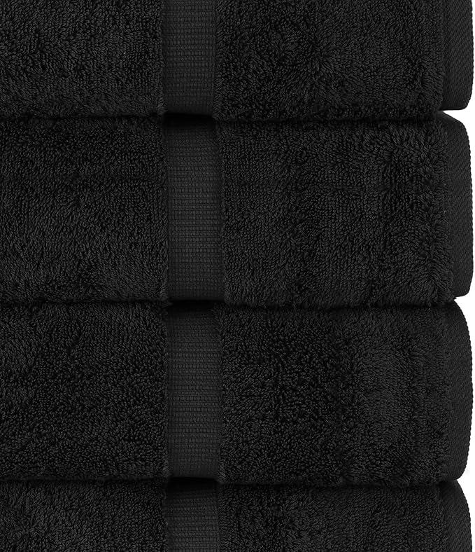 Chakir Turkish Linens | Hotel & Spa Quality 100% Cotton Premium Turkish Towels | Soft & Absorbent (4-Piece Bath Towels, Black)