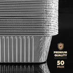 PLASTICPRO 50 Pack Aluminum Pans 9'' x 13" Disposable Pans with Covers Heavy Duty 10 lb Foil Pans for Baking and Cooking