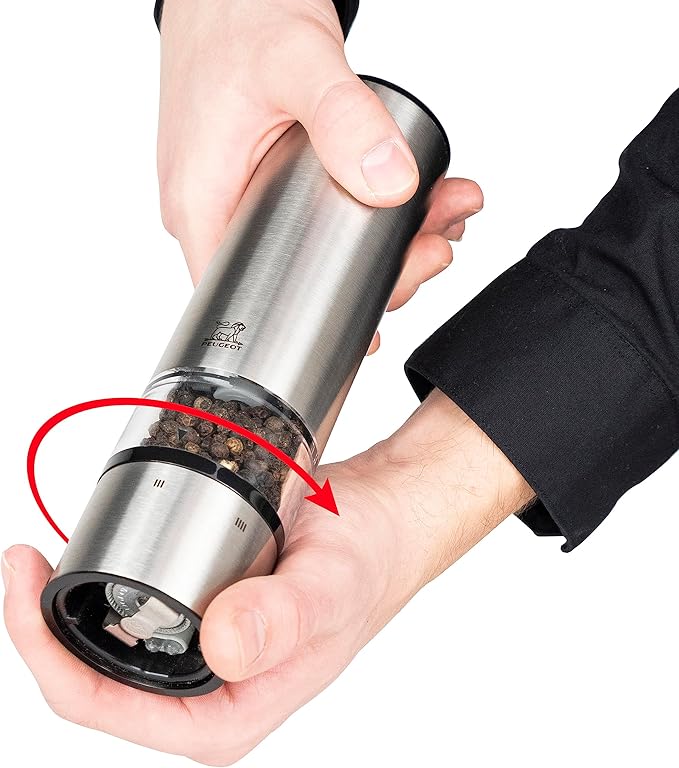 u'Select electric salt and pepper mills in stainless steel, 20 cm