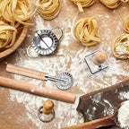 8 Pieces Ravioli Mold Set, ravioli cutter, Ravioli Maker Cutter with Roller Wheel, Ravioli Cutter Set with Wooden Handle, Pasta Making Kit for Ravioli Press Mold. Suitable for home and restaurant us