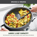 GreenPan Elite 5.5QT Electric Oval Skillet, PFAS-Free Ceramic Nonstick, 1800 Watt, Dishwasher Safe Lid & Removable Crock, Adjustable Temp Control, Multi-Cooker, Sear, Sauté, Rice, Stir-Fry, Black