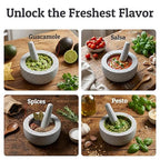 Priority Chef Heavy Duty Small Mortar and Pestle Set, 1.5 Cup, Make Fresh Guacamole, Salsa, Stone Grinder Bowl, Herb Crusher, Spice Grinder, 5.5" Wide, Grey
