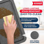BAKKEN 3-Piece Kitchen Baking Pans - Small, Medium, and Large Cookie Pan, With Nonstick Coating, Stackable and Space-saving Design, PFOA, PFOS, PTFE Free, Oven Safe Tray (Up To 450°F), Gray Marble