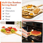 Loftern Wooden Pizza Peel 14 Inch Board with Engraved Sizes - Multi-Purpose Bamboo Pizza Cutting Board, Wood Pizza Peel, Pizza Spatula Paddle, and Serving Board with Size and Cutting Guide