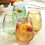 Wine Glasses Set Of 4 Assorted Colored Stemless Glasses 21 OZ. Original Mason Large Wine Cup, Red and White Wine Drinking Water Glasses. Juice, Cocktails, Smoothies, Vintage Bar | Large Wine Cup, Red and White Wine, Juice, Cocktails, Smoothies