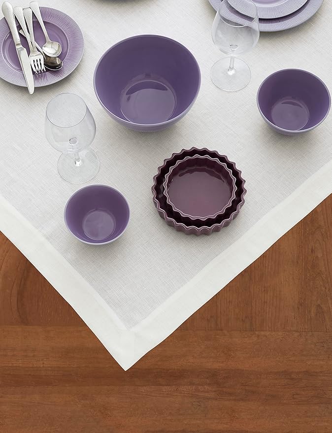 Solino Home Linen White Square Tablecloth 52 x 52 Inch - 100% Pure Linen Table Throw - Fete, Machine Washable Table Cloth for Winter, Christmas, Holiday, New Year