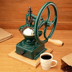 Manual Burr Coffee Grinder - Heavy Cast Iron Coffee Bean Burr Grinder with Adjustable Grind Settings, Hand Crank, and Vintage Design - Italian Made Espresso Accessories by Classic Cuisine (Green)