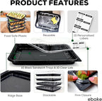 10 Pack Catering Trays with Lids – 17" Serving Tray with Lid, Heavy Duty Recyclable Plastic Party Platters for Catering, Buffet, Picnics & Events – Food Tray with Clear Lid (17.72 x 12.20 x 2.95 inch)