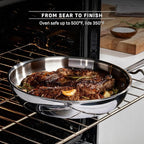 T-fal Pro Tri-Ply Stainless Steel Cookware Set 13 Piece Induction Compatible, Oven Safe 500F, Lids 350F, Fast & Even Heat, Pots and Pans Set, Professional Quality, Kitchen Essentials, Silver