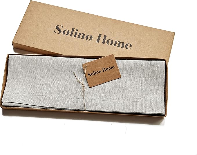Solino Home Linen Placemats Set of 6 - Oyster Grey Placemats 14 x 19 Inch - 100% Pure Linen Table Mats - Athena