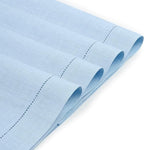 D'Moksha Homes Powder Blue Linen Cloth Placemats Set of 4-100% Pure Linen Hemstitch Placemats 14 x 19 Inch - Classic Hemstitch Table Place Mats for Winter - Handcrafted and Machine Washable