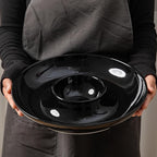 LEHAHA Ceramic Chip and Dip Serving Set, 12 Inch Large Divided Bowls Set for Salsa, Veggies, Dip, Appetizers, Snacks, Candy, Fruits-Relish Trays for Parties and Entertaining, Black