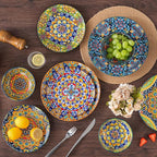 vancasso 12 Pieces Dinnerware Sets, Plates and Bowls Set, Porcelain Dishes Set for 4, Microwave and Dishwasher Safe, Scratch Resistant, Bohemian Style Dining Ware Service for 4, Series SIMI
