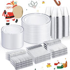 WELLIFE 600 PCS Silver Disposable Dinnerware Set for 100 Guests, Wedding Plates Silver Plastic Plates for Party, 100 Each-Dinner & Salad Plates, Cups, Forks Knives Spoons for Wedding and Anniversary