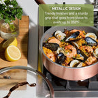 T-Fal Preserve Ceramic Nonstick Saute Pan with Lid 5.5 Qt, Oven and Broiler Safe up to 350°F Cookware, Frying Pan, Stay-Cool Handle, Skillet Pots and Pans, Rose Gold