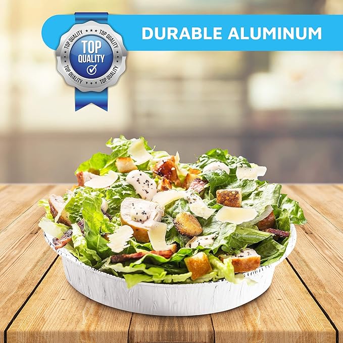 MontoPack 7” Round 40 Pack Aluminum Foil Pans with Clear Lids | Disposable Containers with Straight Walls for Storing, Baking, Meal Prep & Reheating | Freezer & Oven Safe, Recyclable