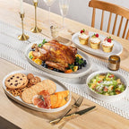 theterra Ceramic Serving Platter, 15.6"/14.4"/12.2" Oval Serving Dishes for Entertaining, Oven Safe, Microwave Safe, Serving Plates Set of 3 for Wedding, Party, Turkey, Reactive White