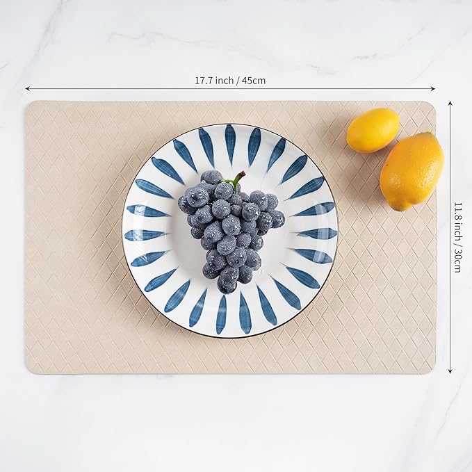 POLYTE Indoor/Outdoor Washable Geometric Vinyl Faux Leather Table Dining Placemats, Set of 4