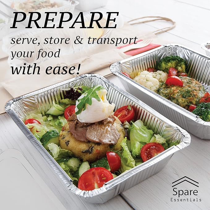 110 Pack - 2.25LB Aluminum Pans with Cardboard Lids - To go Foil Containers with Lids - Disposable Food Containers - Foil Take Out - Meal Prep Trays Foil Tins Freezer Meals Comercial