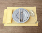 Solino Home Linen Placemats Set of 4 - Classic Hemstitch Yellow Placemats 14 x 19 Inch - 100% Pure Linen Table Mats for Valentines