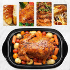 Roaster Oven, 20Qt Turkey Roaster Oven with Self-Basting Lid, 1450W Electric Roaster Pan with Cool-Touch Handles, Stainless Steel with Removable Pan and Rack, Silver