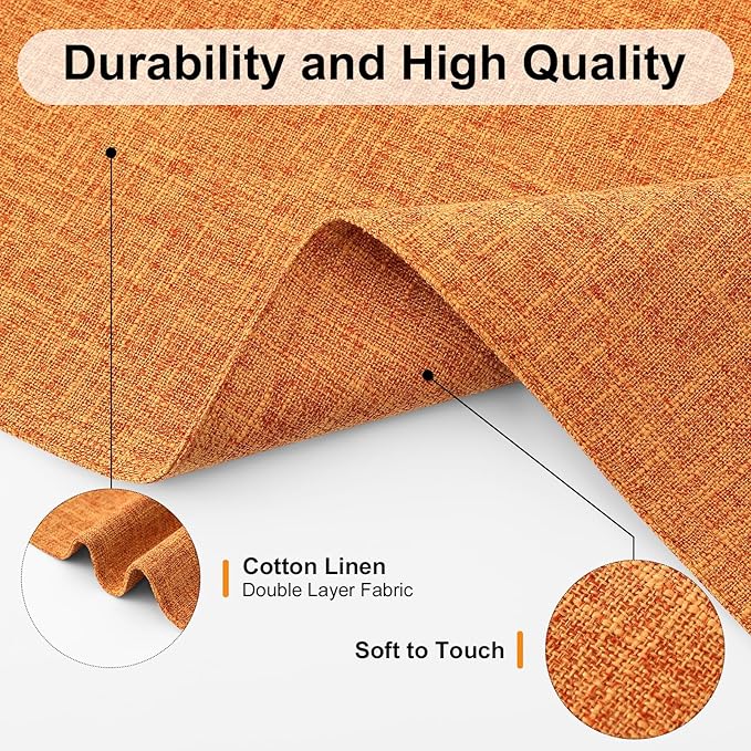 Homaxy Cloths Placemats for Dining Table Set of 6, Heat Resistant Washable Cotton Linen Blend Table Mats, Ideal for Kitchen Party Dining Decoration, 13" x 19", Orange