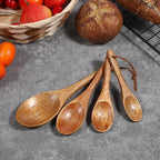 Set of 4 Wooden Measuring Spoons Measuring Spoons Cups Baking Utensil Natural Wooden Measuring Set for Dry Ingredients Coffee Powder (1TBSP+1TSP+1/2TSP+1/4TSP)